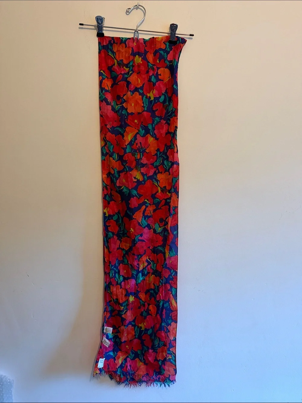 Vibrant Red Floral vintage scarf!